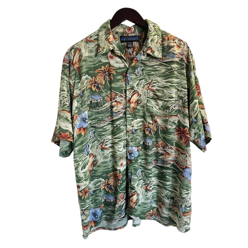 PAZZO Men’s Rayon Tropical‎ Short Sleeve Button Down Casual Hawaiian Shirt sz XL